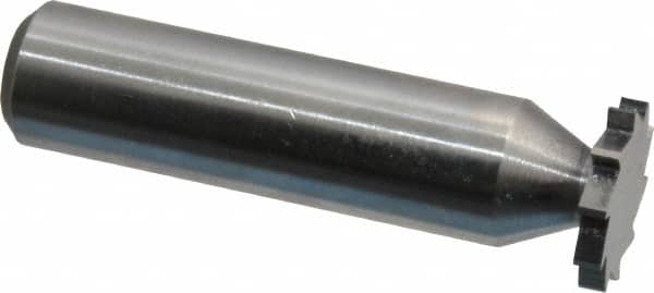 Made in USA - 5/8" Diam x 3/32" Face Width, Solid Carbide, 10 Teeth, Shank Connection Woodruff Keyseat Cutter - Uncoated, 2-3/32" OAL x 1/2" Shank, Straight Teeth, ANSI 305, Old Standard 4 - Exact Tooling