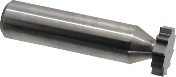 Made in USA - 5/8" Diam x 5/32" Face Width, Solid Carbide, 10 Teeth, Shank Connection Woodruff Keyseat Cutter - Uncoated, 2-5/32" OAL x 1/2" Shank, Straight Teeth, ANSI 505, Old Standard 6 - Exact Tooling