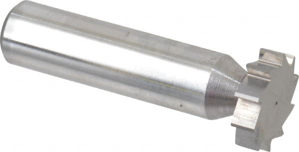 Made in USA - 3/4" Diam x 3/16" Face Width, Solid Carbide, 10 Teeth, Shank Connection Woodruff Keyseat Cutter - Uncoated, 2-3/16" OAL x 1/2" Shank, Straight Teeth, ANSI 606, Old Standard 9 - Exact Tooling