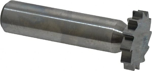 Made in USA - 7/8" Diam x 5/32" Face Width, Solid Carbide, 12 Teeth, Shank Connection Woodruff Keyseat Cutter - Uncoated, 2-5/32" OAL x 1/2" Shank, Straight Teeth, ANSI 507, Old Standard 10 - Exact Tooling