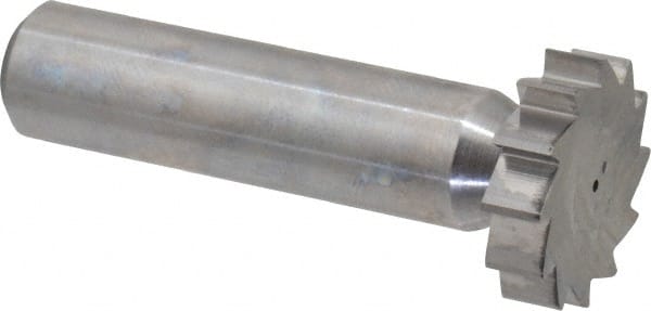 Made in USA - 7/8" Diam x 7/32" Face Width, Solid Carbide, 12 Teeth, Shank Connection Woodruff Keyseat Cutter - Uncoated, 2-7/32" OAL x 1/2" Shank, Straight Teeth, ANSI 707, Old Standard 12 - Exact Tooling