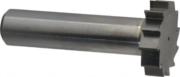 Made in USA - 1" Diam x 1/4" Face Width, Solid Carbide, 12 Teeth, Shank Connection Woodruff Keyseat Cutter - Uncoated, 2-1/4" OAL x 1/2" Shank, Straight Teeth, ANSI 808, Old Standard 15 - Exact Tooling