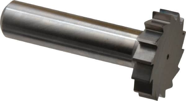 Made in USA - 1-1/8" Diam x 1/4" Face Width, Solid Carbide, 14 Teeth, Shank Connection Woodruff Keyseat Cutter - Uncoated, 2-1/4" OAL x 1/2" Shank, Straight Teeth, ANSI 809, Old Standard 18 - Exact Tooling