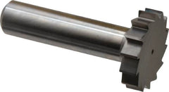 Made in USA - 1-1/8" Diam x 1/4" Face Width, Solid Carbide, 14 Teeth, Shank Connection Woodruff Keyseat Cutter - Uncoated, 2-1/4" OAL x 1/2" Shank, Straight Teeth, ANSI 809, Old Standard 18 - Exact Tooling