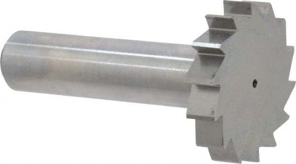 Made in USA - 1-1/4" Diam x 1/4" Face Width, Solid Carbide, 14 Teeth, Shank Connection Woodruff Keyseat Cutter - Uncoated, 2-1/4" OAL x 1/2" Shank, Straight Teeth, ANSI 810, Old Standard 21 - Exact Tooling