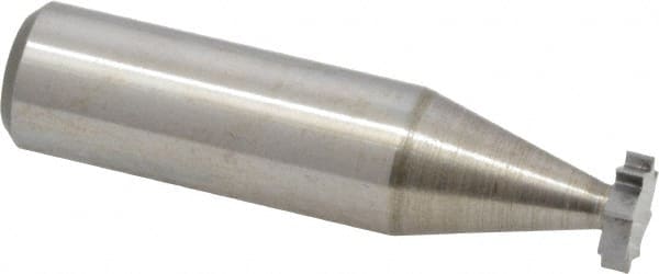 Made in USA - 3/8" Diam x 3/32" Face Width, Solid Carbide, 8 Teeth, Shank Connection Woodruff Keyseat Cutter - Uncoated, 2-3/32" OAL x 1/2" Shank, Straight Teeth, ANSI 303, Old Standard 212 - Exact Tooling