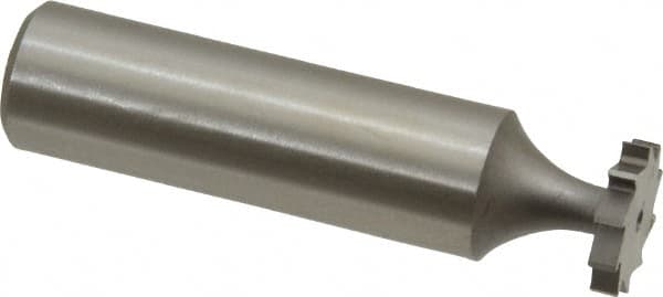 Made in USA - 1/2" Diam x 3/32" Face Width, High Speed Steel, 10 Teeth, Shank Connection Woodruff Keyseat Cutter - Uncoated, 2-3/32" OAL x 1/2" Shank, Straight Teeth, ANSI 304, Old Standard 2 - Exact Tooling