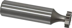 Made in USA - 1/2" Diam x 1/8" Face Width, High Speed Steel, 10 Teeth, Shank Connection Woodruff Keyseat Cutter - Uncoated, 2-1/8" OAL x 1/2" Shank, Straight Teeth, ANSI 404, Old Standard 3 - Exact Tooling