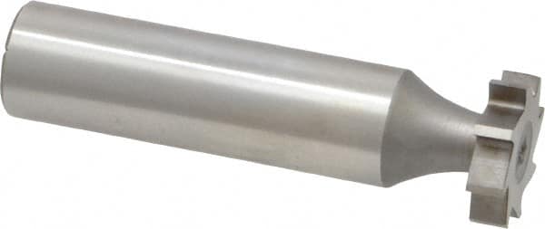 Made in USA - 5/8" Diam x 5/32" Face Width, High Speed Steel, 8 Teeth, Shank Connection Woodruff Keyseat Cutter - Uncoated, 2-5/32" OAL x 1/2" Shank, Straight Teeth, ANSI 505, Old Standard 6 - Exact Tooling
