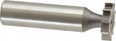 Made in USA - 3/4" Diam x 5/32" Face Width, High Speed Steel, 10 Teeth, Shank Connection Woodruff Keyseat Cutter - Uncoated, 2-5/32" OAL x 1/2" Shank, Straight Teeth, ANSI 506, Old Standard 8 - Exact Tooling