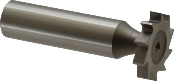Made in USA - 7/8" Diam x 5/32" Face Width, High Speed Steel, 10 Teeth, Shank Connection Woodruff Keyseat Cutter - Uncoated, 2-5/32" OAL x 1/2" Shank, Straight Teeth, ANSI 507, Old Standard 10 - Exact Tooling