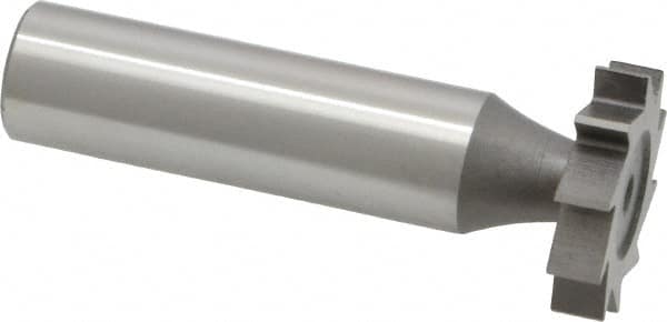 Made in USA - 7/8" Diam x 3/16" Face Width, High Speed Steel, 10 Teeth, Shank Connection Woodruff Keyseat Cutter - Uncoated, 2-3/16" OAL x 1/2" Shank, Straight Teeth, ANSI 607, Old Standard 11 - Exact Tooling
