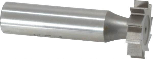 Made in USA - 7/8" Diam x 7/32" Face Width, High Speed Steel, 10 Teeth, Shank Connection Woodruff Keyseat Cutter - Uncoated, 2-7/32" OAL x 1/2" Shank, Straight Teeth, ANSI 707, Old Standard 12 - Exact Tooling