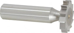Made in USA - 1" Diam x 3/16" Face Width, High Speed Steel, 12 Teeth, Shank Connection Woodruff Keyseat Cutter - Uncoated, 2-3/16" OAL x 1/2" Shank, Straight Teeth, ANSI 608, Old Standard 13 - Exact Tooling
