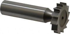Made in USA - 1" Diam x 7/32" Face Width, High Speed Steel, 12 Teeth, Shank Connection Woodruff Keyseat Cutter - Uncoated, 2-7/32" OAL x 1/2" Shank, Straight Teeth, ANSI 708, Old Standard 14 - Exact Tooling