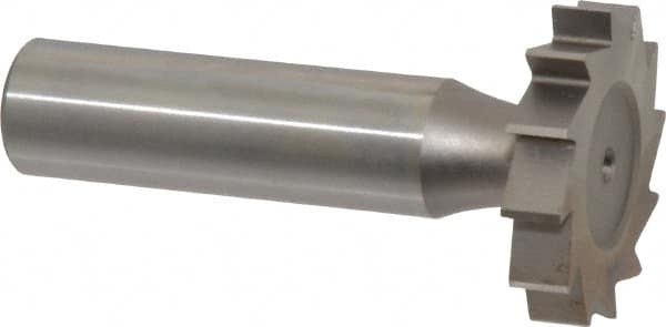 Made in USA - 1-1/8" Diam x 7/32" Face Width, High Speed Steel, 12 Teeth, Shank Connection Woodruff Keyseat Cutter - Uncoated, 2-7/32" OAL x 1/2" Shank, Straight Teeth, ANSI 709, Old Standard 17 - Exact Tooling
