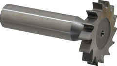 Made in USA - 1-1/4" Diam x 7/32" Face Width, High Speed Steel, 14 Teeth, Shank Connection Woodruff Keyseat Cutter - Uncoated, 2-7/32" OAL x 1/2" Shank, Straight Teeth, ANSI 710, Old Standard 20 - Exact Tooling