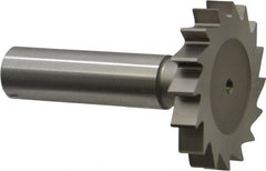 Made in USA - 1-1/2" Diam x 1/4" Face Width, High Speed Steel, 16 Teeth, Shank Connection Woodruff Keyseat Cutter - Uncoated, 2-1/4" OAL x 1/2" Shank, Straight Teeth, ANSI 812, Old Standard 24 - Exact Tooling