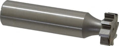 Made in USA - 5/8" Diam x 3/16" Face Width, High Speed Steel, 8 Teeth, Shank Connection Woodruff Keyseat Cutter - Uncoated, 2-3/16" OAL x 1/2" Shank, Straight Teeth, ANSI 605, Old Standard 61 - Exact Tooling