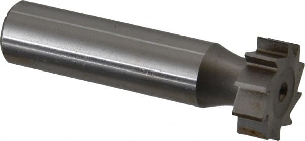 Made in USA - 3/4" Diam x 1/4" Face Width, High Speed Steel, 10 Teeth, Shank Connection Woodruff Keyseat Cutter - Uncoated, 2-1/4" OAL x 1/2" Shank, Straight Teeth, ANSI 806, Old Standard 91 - Exact Tooling