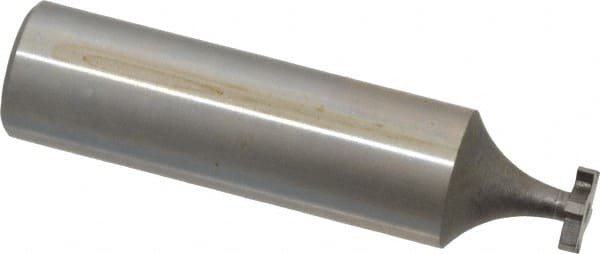 Made in USA - 5/16" Diam x 1/16" Face Width, High Speed Steel, 6 Teeth, Shank Connection Woodruff Keyseat Cutter - Uncoated, 2-1/16" OAL x 1/2" Shank, Straight Teeth, ANSI 202-1/2, Old Standard 206 - Exact Tooling