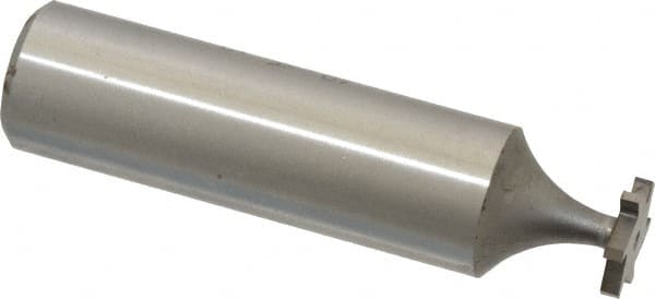 Made in USA - 3/8" Diam x 1/16" Face Width, High Speed Steel, 6 Teeth, Shank Connection Woodruff Keyseat Cutter - Uncoated, 2-1/16" OAL x 1/2" Shank, Straight Teeth, ANSI 203, Old Standard 211 - Exact Tooling