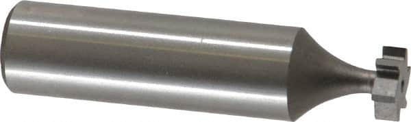 Made in USA - 3/8" Diam x 1/8" Face Width, High Speed Steel, 6 Teeth, Shank Connection Woodruff Keyseat Cutter - Uncoated, 2-1/8" OAL x 1/2" Shank, Straight Teeth, ANSI 403, Old Standard 213 - Exact Tooling