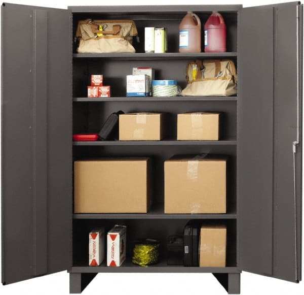 Durham - 4 Shelf Locking Storage Cabinet - Steel, 48" Wide x 24" Deep x 72" High, Gray - Exact Tooling