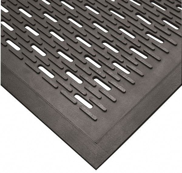 Wearwell - 5 Ft. Long x 3 Ft. Wide, Natural Rubber Surface, Raised Bars and Scrapers (Reversible) Entrance Matting - 5/16 Inch Thick, Outdoor, SBR Rubber, Black, Series 224 - Exact Tooling