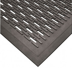 Wearwell - 5 Ft. Long x 3 Ft. Wide, Natural Rubber Surface, Raised Bars and Scrapers (Reversible) Entrance Matting - 5/16 Inch Thick, Outdoor, SBR Rubber, Black, Series 224 - Exact Tooling