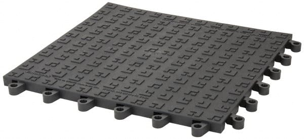 Wearwell - 18" Long x 18" Wide x 7/8" Thick, Anti-Fatigue Modular Matting Soft Open Grid - 4 Interlocking Sides, Charcoal, For Dry Areas, Series 566 - Exact Tooling