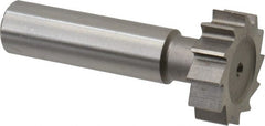 Made in USA - 1" Diam x 5/16" Face Width, High Speed Steel, 12 Teeth, Shank Connection Woodruff Keyseat Cutter - Uncoated, 2-5/16" OAL x 1/2" Shank, Straight Teeth, ANSI 1008, Old Standard B - Exact Tooling
