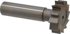 Made in USA - 1-1/8" Diam x 5/16" Face Width, High Speed Steel, 12 Teeth, Shank Connection Woodruff Keyseat Cutter - Uncoated, 2-5/16" OAL x 1/2" Shank, Straight Teeth, ANSI 1009, Old Standard C - Exact Tooling