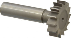 Made in USA - 1-1/4" Diam x 5/16" Face Width, High Speed Steel, 14 Teeth, Shank Connection Woodruff Keyseat Cutter - Uncoated, 2-5/16" OAL x 1/2" Shank, Straight Teeth, ANSI 1010, Old Standard D - Exact Tooling