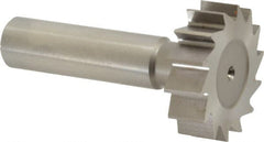 Made in USA - 1-1/4" Diam x 3/8" Face Width, High Speed Steel, 14 Teeth, Shank Connection Woodruff Keyseat Cutter - Uncoated, 2-3/8" OAL x 1/2" Shank, Straight Teeth, ANSI 1210, Old Standard E - Exact Tooling