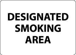 NMC - "Designated Smoking Area", 10" Long x 14" Wide, Rigid Plastic Safety Sign - Rectangle, 0.05" Thick, Use for Smoking Regulations - Exact Tooling