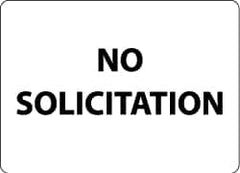 NMC - "No Solicitation", 10" Long x 14" Wide, Rigid Plastic Safety Sign - Rectangle, 0.05" Thick, Use for Security & Admittance - Exact Tooling