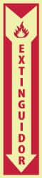 NMC - Extinguidor, Plastic Fire Sign - 4" Wide x 18" High, Spanish, Glow-in-the-Dark - Exact Tooling