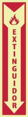 NMC - Extinguidor, Plastic Fire Sign - 4" Wide x 18" High, Spanish, Glow-in-the-Dark - Exact Tooling