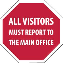 NMC - "Security Notice - All Visitors Must Report to the Main Office", 12" Long x 12" Wide, Rigid Plastic Safety Sign - Hexagon, 0.05" Thick, Use for Security & Admittance - Exact Tooling