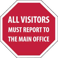 NMC - "Security Notice - All Visitors Must Report to the Main Office", 12" Long x 12" Wide, Rigid Plastic Safety Sign - Hexagon, 0.05" Thick, Use for Security & Admittance - Exact Tooling