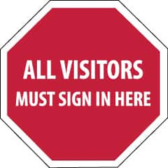 NMC - "Security Notice - All Visitors Must Sign in Here", 12" Long x 12" Wide, Rigid Plastic Safety Sign - Hexagon, 0.05" Thick, Use for Security & Admittance - Exact Tooling