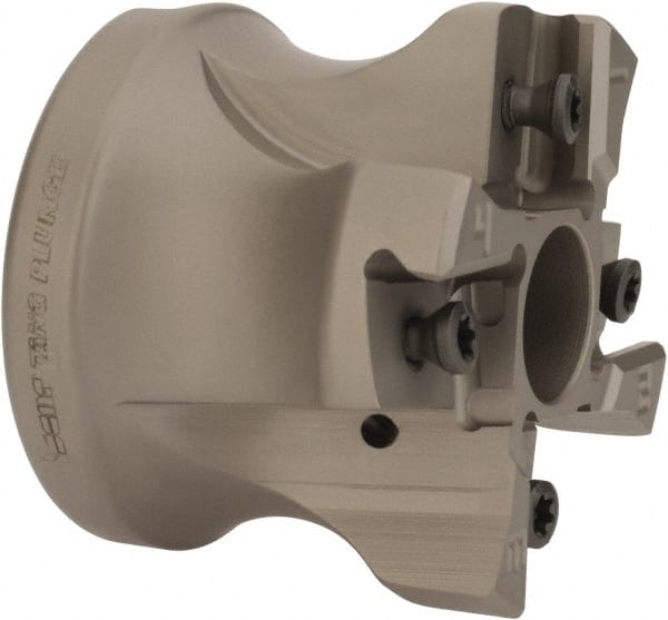 Iscar - 4 Inserts, 2" Cut Diam, 3/4" Arbor Diam, 0.118" Max Depth of Cut, Indexable Square-Shoulder Face Mill - 0/90° Lead Angle, 1.57" High, HTP LNHT 1606 Insert Compatibility, Through Coolant, Series TangPlunge - Exact Tooling