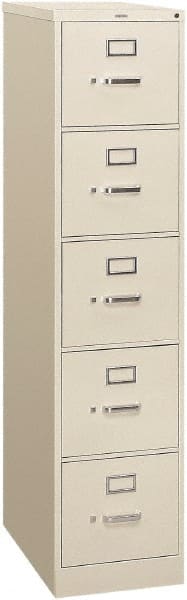 Hon - 15" Wide x 60" High x 26-1/2" Deep, 5 Drawer Vertical File - Steel, Light Gray - Exact Tooling