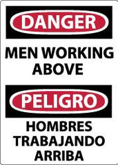 NMC - "Danger - Men Working Above", 14" Long x 10" Wide, Rigid Plastic Safety Sign - Rectangle, 0.05" Thick, Use for Accident Prevention - Exact Tooling
