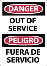 NMC - "Danger - Out of Service", 14" Long x 10" Wide, Rigid Plastic Safety Sign - Rectangle, 0.05" Thick, Use for Accident Prevention - Exact Tooling
