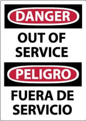 NMC - "Danger - Out of Service", 14" Long x 10" Wide, Rigid Plastic Safety Sign - Rectangle, 0.05" Thick, Use for Accident Prevention - Exact Tooling