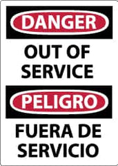 NMC - "Danger - Out of Service", 14" Long x 10" Wide, Aluminum Safety Sign - Rectangle, 0.04" Thick, Use for Accident Prevention - Exact Tooling