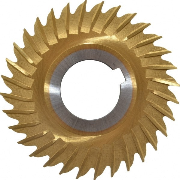 Made in USA - 3" Blade Diam x 3/32" Blade Thickness, 1" Hole, 32 Teeth, Cobalt Side Chip Saw - Straight Tooth, Arbor Connection, Right Hand Cut, TiN, with Keyway - Exact Tooling