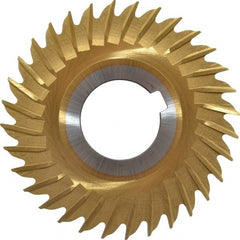 Made in USA - 3" Blade Diam x 3/32" Blade Thickness, 1" Hole, 32 Teeth, Cobalt Side Chip Saw - Straight Tooth, Arbor Connection, Right Hand Cut, TiN, with Keyway - Exact Tooling